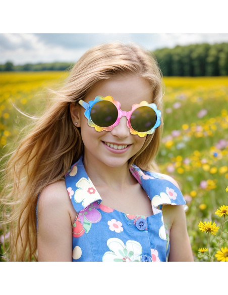 3 Piezas Gafas Redondas de Flor UV para Niños Topbuti