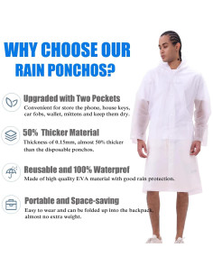 Ponchos de Lluvia HLKZONE para Adultos - Paquete de 2, Impermeables 2