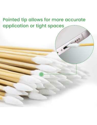 1000 Hisopos de Algodón Puntiagudos PLJ 15.24 cm Biodegradables