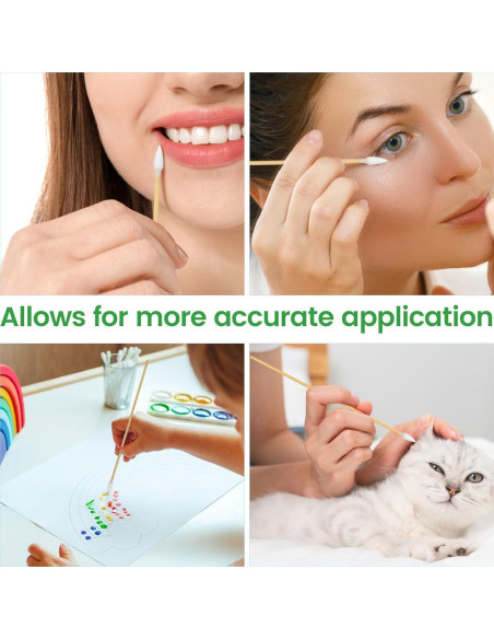 1000 Hisopos de Algodón Puntiagudos PLJ 15.24 cm Biodegradables