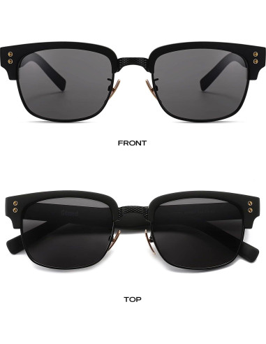 Gafas de Sol Gtand TR90 Retro para Hombres y Mujeres - Marco Negro Mate