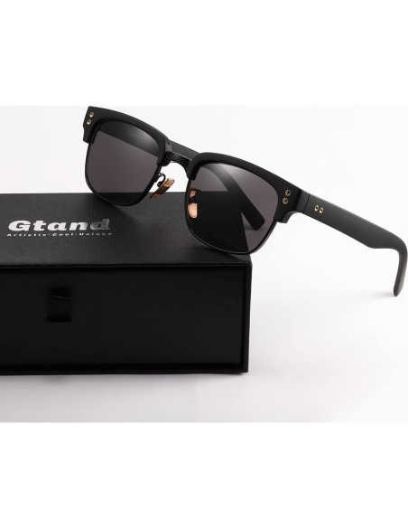 Gafas de Sol Gtand TR90 Retro para Hombres y Mujeres - Marco Negro Mate