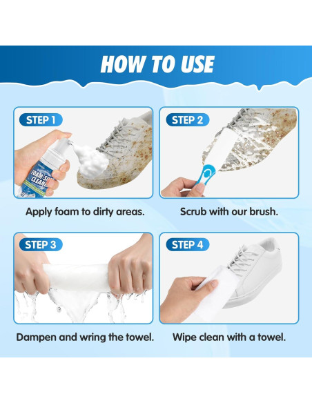 Kit de Limpieza de Zapatos Blancos GLOWPOINT 200 ml con Cepillo