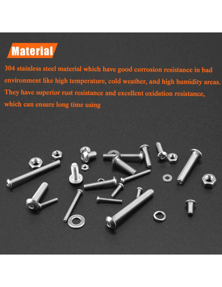 Kit de Tornillos de Cabeza Redonda Acero Inoxidable 304 1500 Piezas