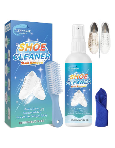 Kit de Limpieza de Zapatos Clennaner 190ml con Cepillo y Paño