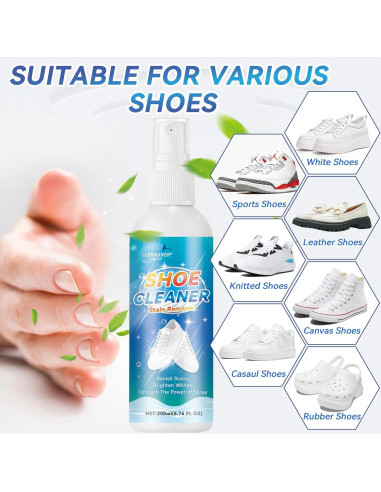Kit de Limpieza de Zapatos Clennaner 190ml con Cepillo y Paño