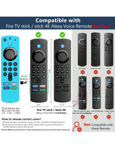 Funda de Control Remoto Pinowu para Firestick 4K 3ra Gen - Silicona Antideslizante Verde y Turquesa 2