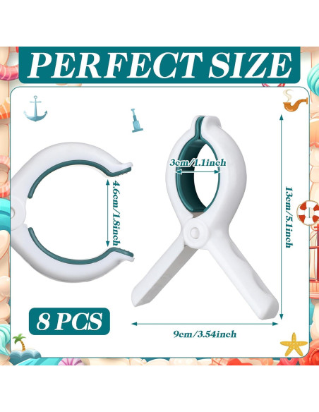 Clips para Toallas de Barco Hushee DUN2982 - 8 Piezas Resistentes
