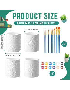 Kit de Pintura de Macetero DIY SiliFine - 8 Macetas Cerámicas 2