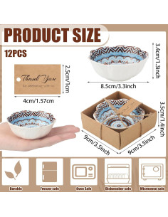Juego de 12 Tazones de Cerámica Bohemios Yoande 8.4 cm 2