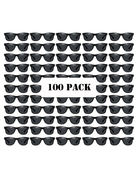 100 Pares de Gafas de Sol Negras Retro para Fiesta Unisex