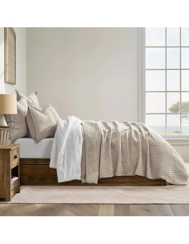 Conjunto de Colcha de Terciopelo King EVERGRACE 3 Piezas Taupe