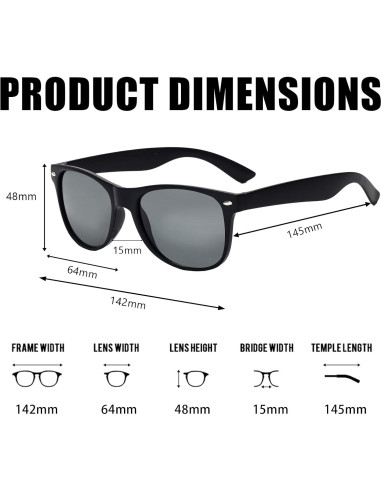 100 Pares de Gafas de Sol Negras Retro para Fiesta Unisex