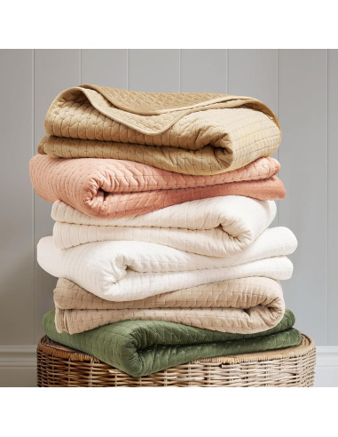 Conjunto de Colcha de Terciopelo King EVERGRACE 3 Piezas Taupe