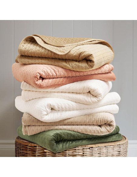 Conjunto de Colcha de Terciopelo King EVERGRACE 3 Piezas Taupe