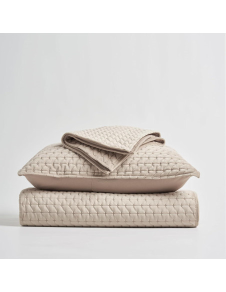 Conjunto de Colcha de Terciopelo King EVERGRACE 3 Piezas Taupe