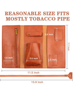 Bolsa de Pipa de Tabaco de Cuero PU Marrón Claro - 7 Bolsillos 2