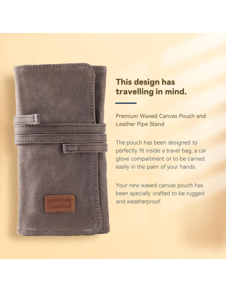 Bolsa de Pipa de Lona Encera Whitluck con Soporte de Cuero