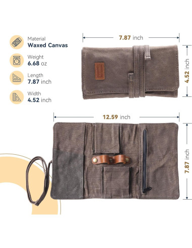 Bolsa de Pipa de Lona Encera Whitluck con Soporte de Cuero