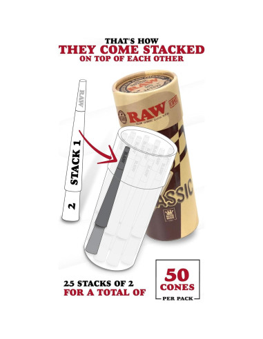 Conos Pre-enrollados RAW Tamaño Rey - Paquete de 50