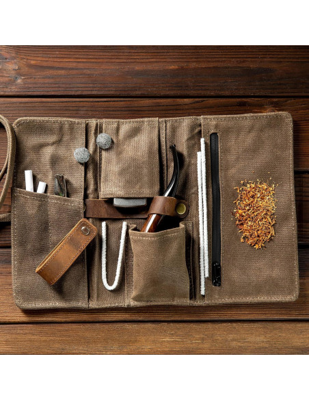 Bolsa de Pipa de Lona Encera Whitluck con Soporte de Cuero