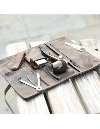 Bolsa de Pipa de Lona Encera Whitluck con Soporte de Cuero