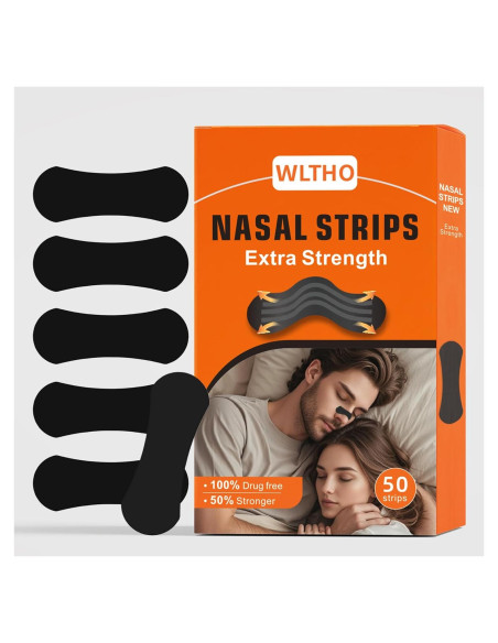 Tiras Nasales Atléticas WLTHO 50ct Fuerza Extra para Ronquidos