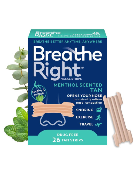 Tiras Nasales Breathe Right Extra Fuerte Mentol 26 Unidades