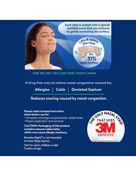 Tiras Nasales Breathe Right Extra Fuerte Mentol 26 Unidades