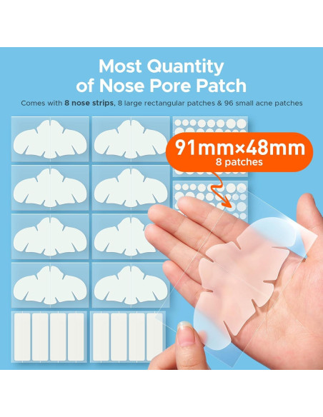 Parches Hidrocoloides para Nariz TKTK - 112 Piezas XL 91x48mm