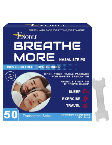Tiras Nasales Transparentes Breathe More | Anti Ronquidos | 50 Unidades