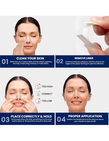 Tiras Nasales Transparentes Breathe More | Anti Ronquidos | 50 Unidades