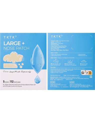 Parches Hidrocoloides para Nariz TKTK - 112 Piezas XL 91x48mm
