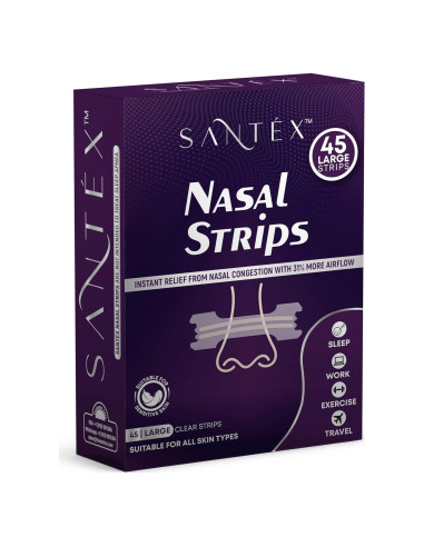Tiras Nasales Santéx Grandes 45ct - Alivio Ronquidos y Congestión