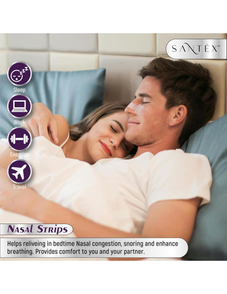 Tiras Nasales Santéx Grandes 45ct - Alivio Ronquidos y Congestión