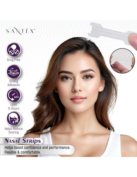 Tiras Nasales Santéx Grandes 45ct - Alivio Ronquidos y Congestión