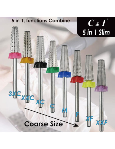 Broca de Uñas C & I 5 en 1 Slim Doble Fino -XXF Profesional