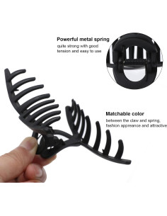 5 Clips de Garra Grandes AWAYTR para Cabello Grueso Negro Mate 2