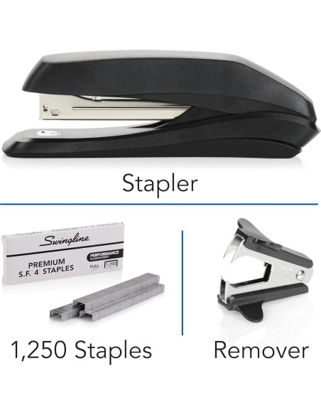 Grapadora Swingline Estándar Negra + 1250 Grapas Premium