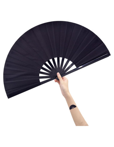 Abanico Plegable Amajiji de Nylon Negro 35cm para Danzas y Decoración