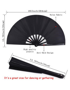 Abanico Plegable Amajiji de Nylon Negro 35cm para Danzas y Decoración 2