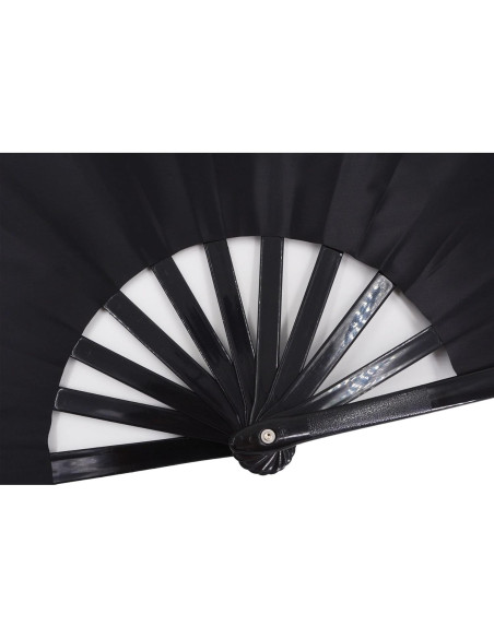 Abanico Plegable Amajiji de Nylon Negro 35cm para Danzas y Decoración