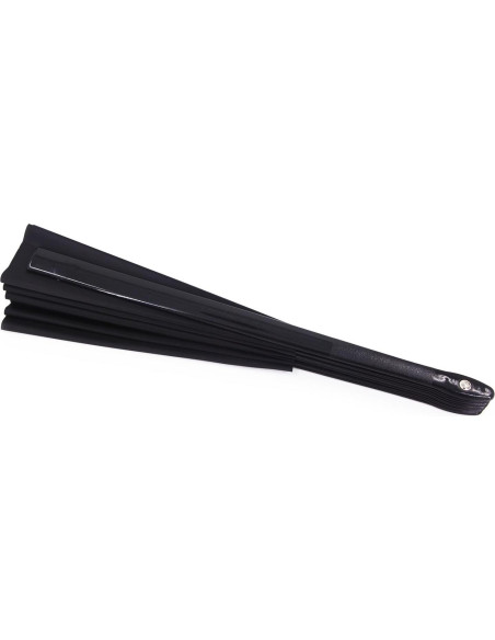 Abanico Plegable Amajiji de Nylon Negro 35cm para Danzas y Decoración