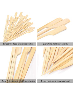 Pinchos de Bambú 100PCS MOLFUJ 8.89cm Palillos Aperitivo 2
