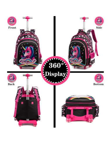 Mochila Rodante para Niñas Meetbelify Unicornio 3 en 1