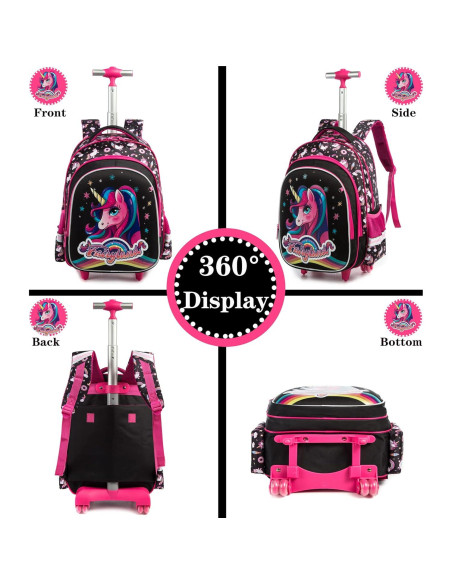 Mochila Rodante para Niñas Meetbelify Unicornio 3 en 1