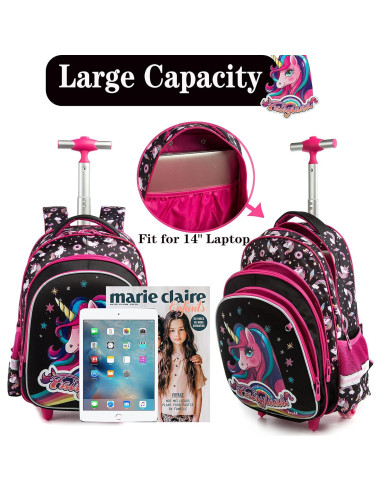 Mochila Rodante para Niñas Meetbelify Unicornio 3 en 1