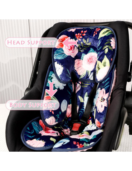 Inserto para asiento de auto bebé 2 en 1 floral azul JW0016