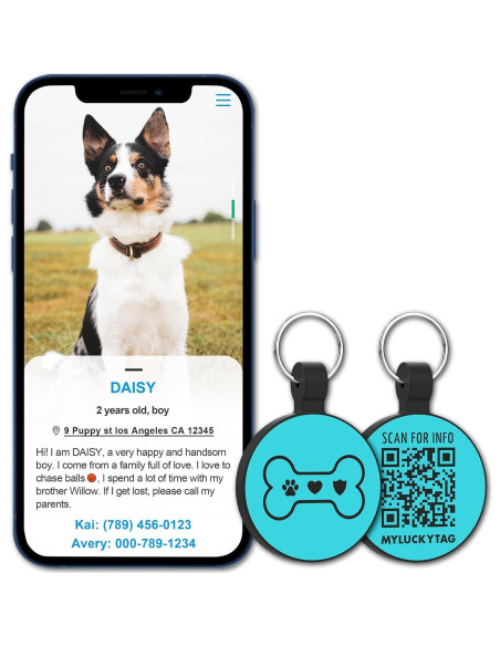 Etiqueta de Identificación QR para Perro MYLUCKYTAG Silicona 3x4cm