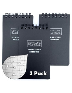 Cuaderno Todo Clima LETHALIFE 3x5 Negro Impermeable Paquete 3
